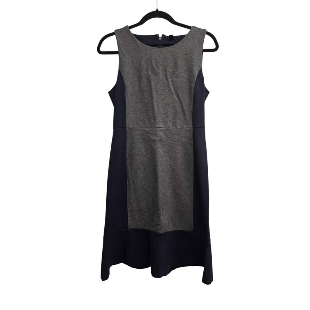 J.Crew Colorblock Sheath Dress 6 Navy Gray Sleeveless Office Minimalist Preppy
